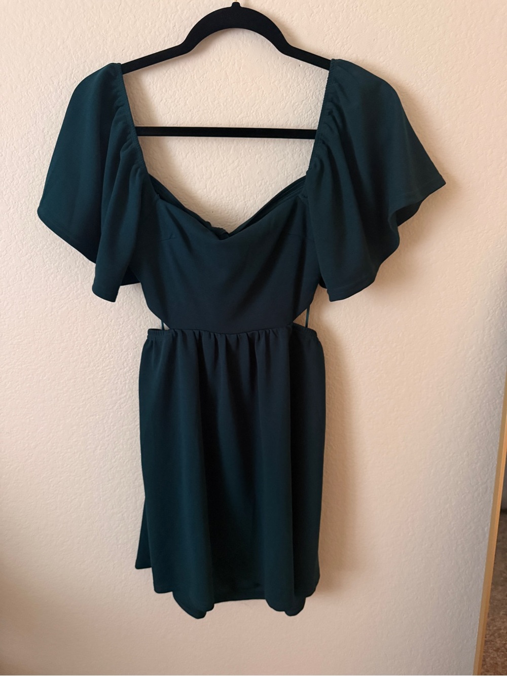 Altar'd State Teal Flutter-Sleeve Mini Dress